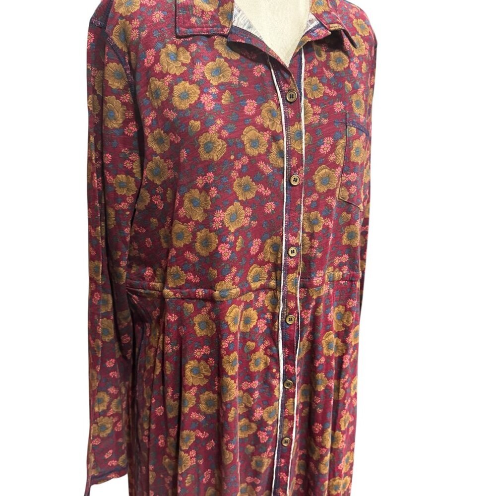 Natural Life Christa Midi Dress Floral Cranberry Cotton Boho NWT XL - Picture 5 of 10